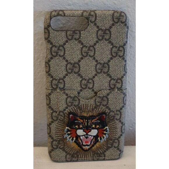Authentic Gucci Unisex-Adult Cat Patch GG Supreme iPhone 8 Phone Case - Picture 2 of 8